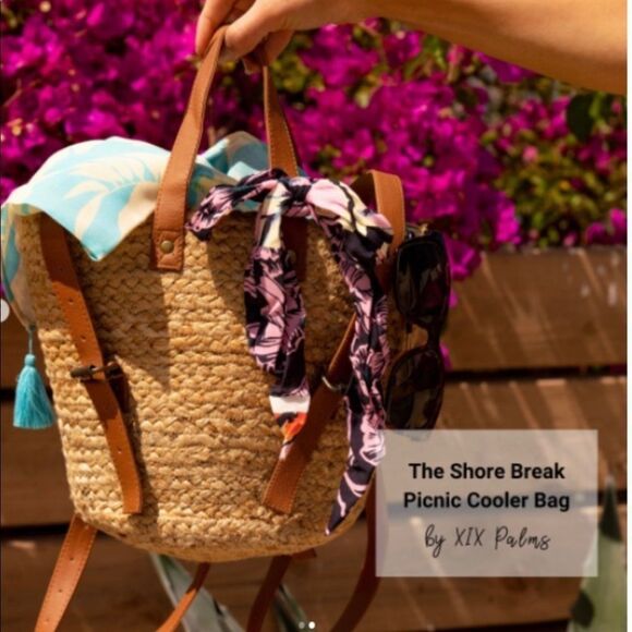 NWT BEACHLY Palms Shorebreak Picnic Cooler Market Tropical Beach Bag - Picture 8 of 12